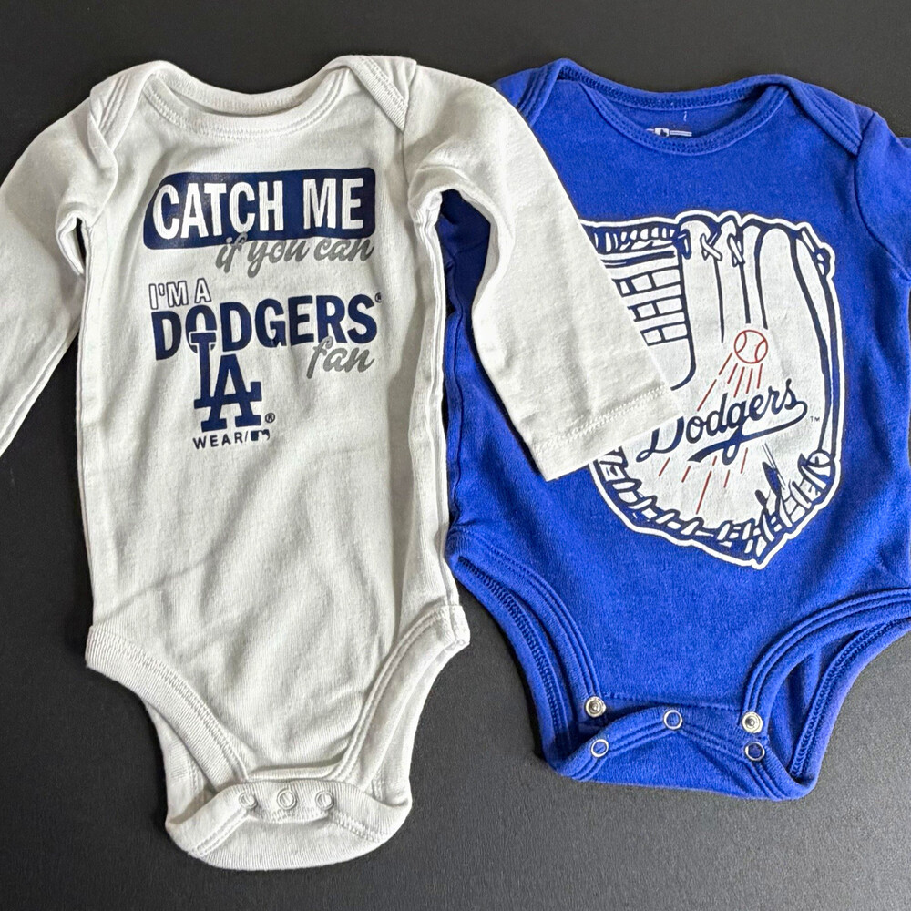 WEAR Los Angeles Dodgers MLB 2-Pack Baby Long Sleeve Bodysuits 0-3M Blue White